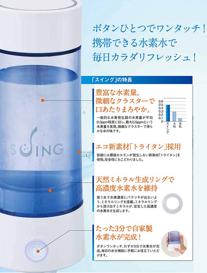 テクニカル電子 携帯用水素水生成器（充電式） 【SUING スイング】 PHM-10